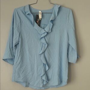 Women's Light Blue Ruffle Top